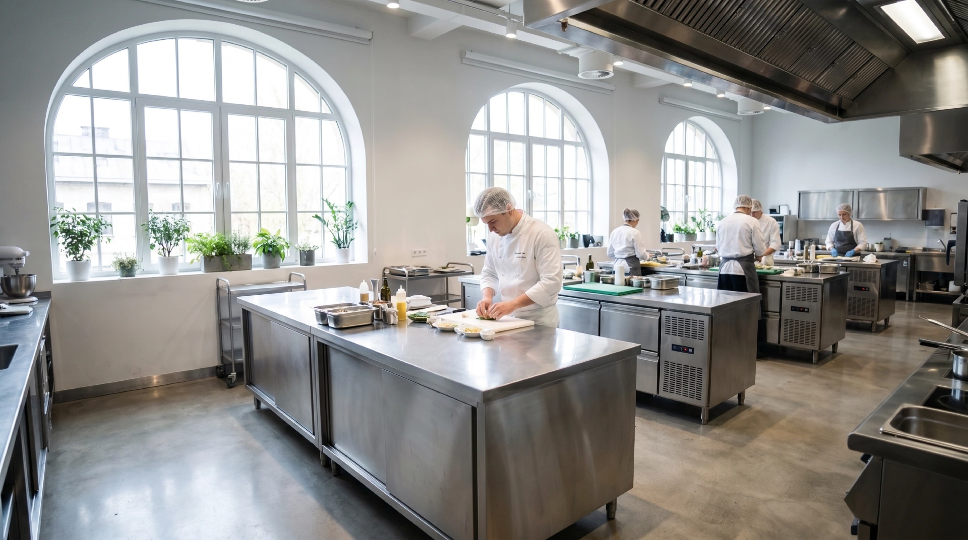 Consultora Tria em atendimento presencial em cozinha profissional