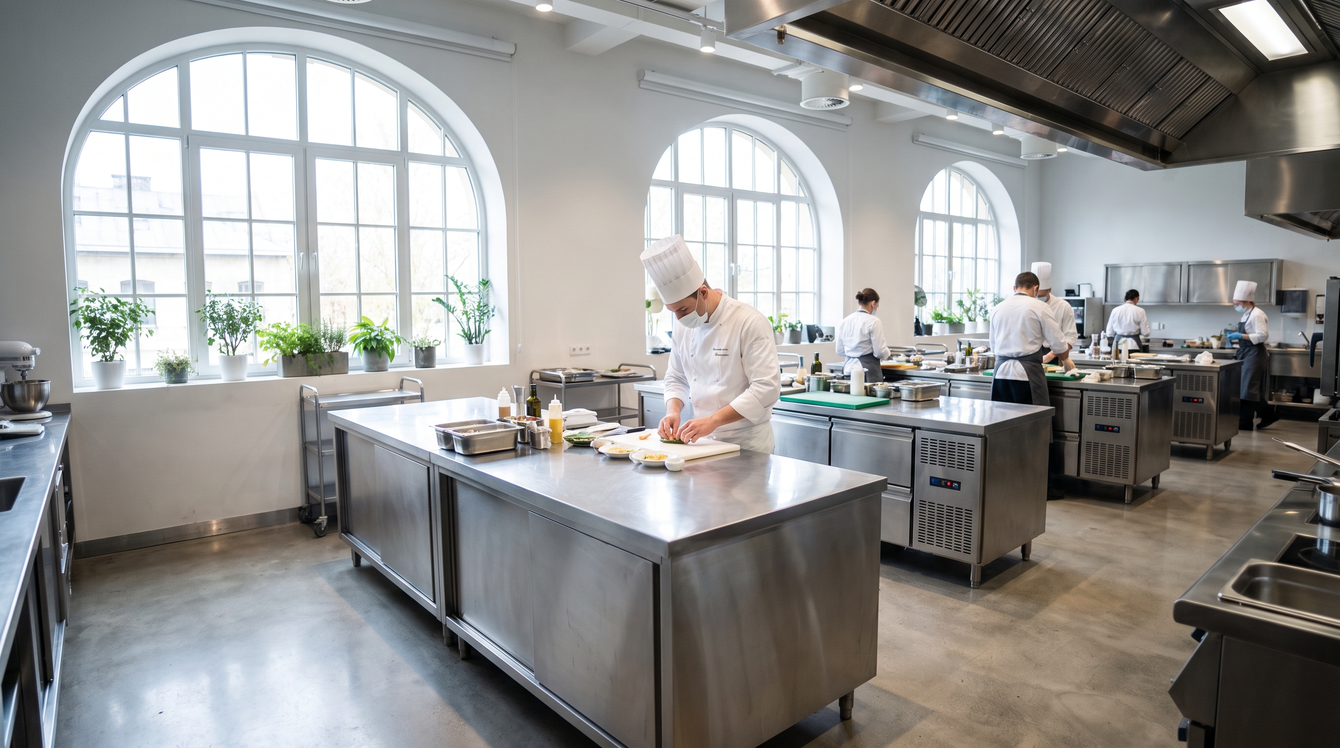 Consultora Tria em atendimento presencial em cozinha profissional
