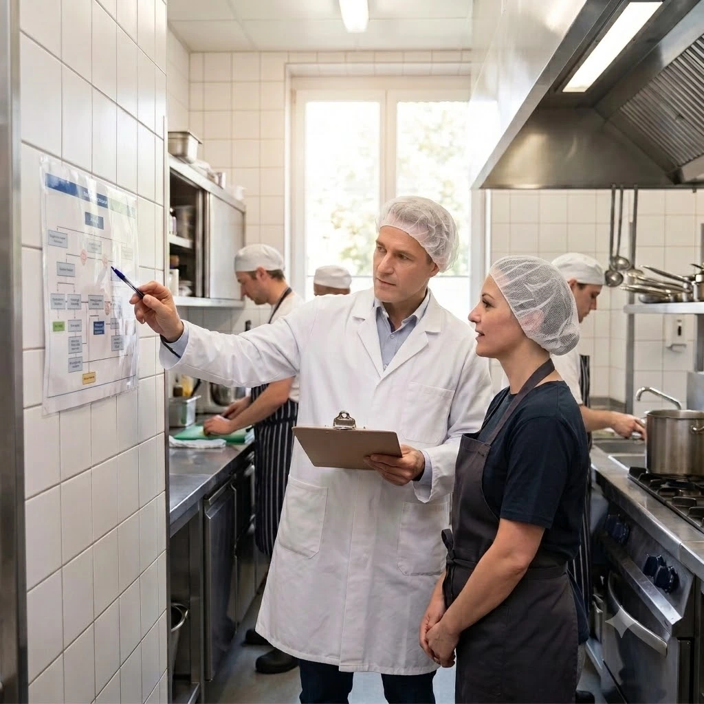 Cozinha profissional — segurança alimentar em prática